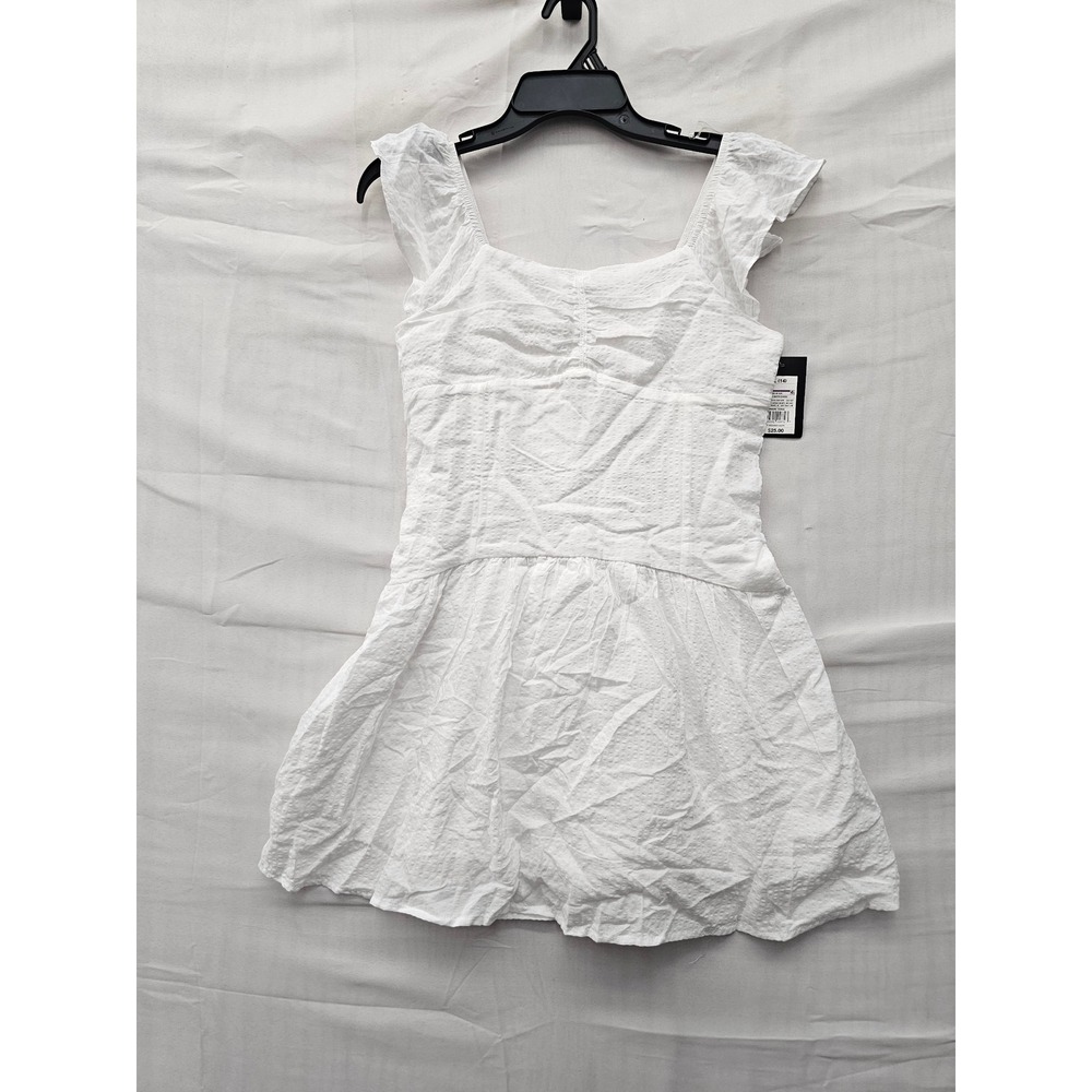 Art Class Girls Flutter Sleeve Dress White Cotton Blend Casual Size XL (14)